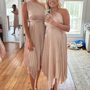 One shoulder pleated midi dress